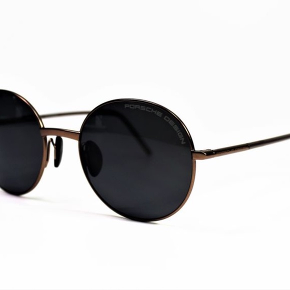 Porsche Design - P'8631-C Unisex Brushed Brass Round Sunglasses - Picture 6 of 12